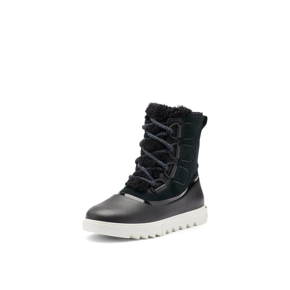 Sorel Women's Joan of Arctic Leather & Suede Winter Boot Black Sea Salt, US 7.5